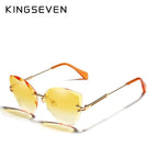 Design Rimless Fashion Cat Eye Gradient Driving UV400 Clear Vintage Sunglasses