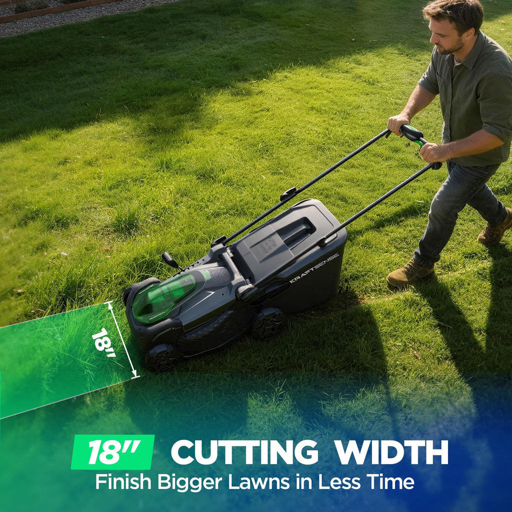 18" Electric Lawn Mower, 40V Self-Propelled Cordless Lawn Mower with 2x5.0Ah Batteries &amp; Charger, Brushless Motor, 2-in-1 Mulching &amp; Bagging, 6-Position Height Adjustment, for Small to Medium Yards