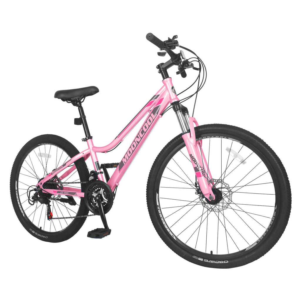 24" Mountain Bike 21 Speed, Suspension Mountain Bicycle, Dual Disc Brake City Bikes, Women's Style