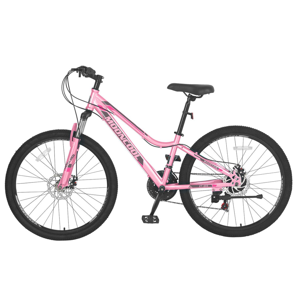 24" Mountain Bike 21 Speed, Suspension Mountain Bicycle, Dual Disc Brake City Bikes, Women's Style