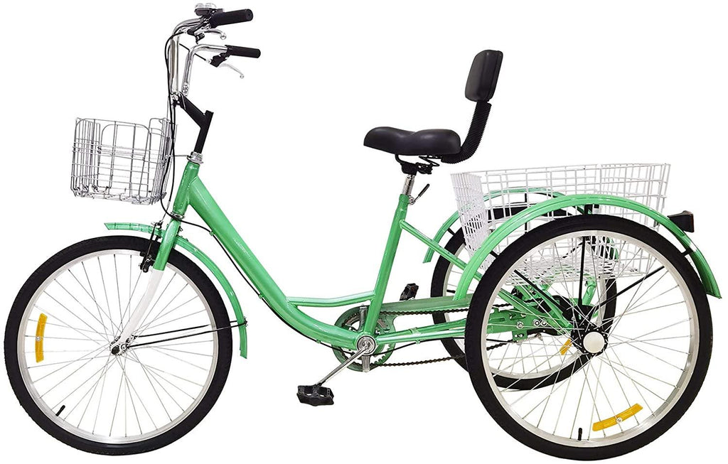 Adult Tricycle Single Speed,Three-Wheeled Cruise Trike with Front &amp; Rear Baskets for Recreation, Shopping, Picnics Exercise,Men's Women's Tricycles
