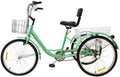 Adult Tricycle Single Speed,Three-Wheeled Cruise Trike with Front &amp; Rear Baskets for Recreation, Shopping, Picnics Exercise,Men's Women's Tricycles