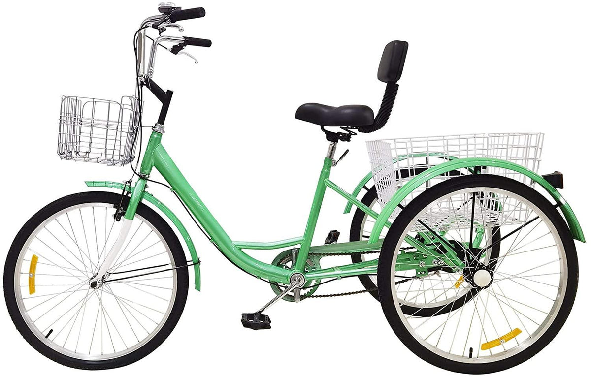 Adult Tricycle Single Speed,Three-Wheeled Cruise Trike with Front &amp; Rear Baskets for Recreation, Shopping, Picnics Exercise,Men's Women's Tricycles