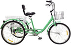 Adult Tricycle Single Speed,Three-Wheeled Cruise Trike with Front &amp; Rear Baskets for Recreation, Shopping, Picnics Exercise,Men's Women's Tricycles