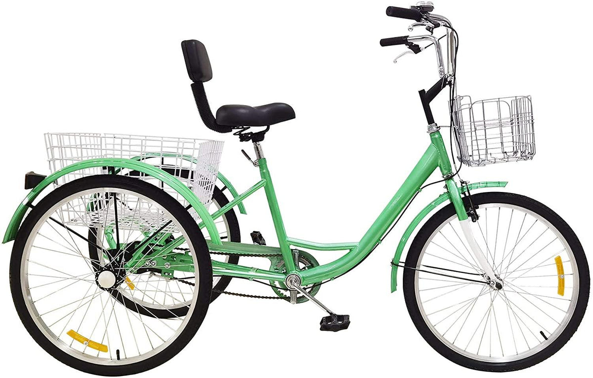 Adult Tricycle Single Speed,Three-Wheeled Cruise Trike with Front &amp; Rear Baskets for Recreation, Shopping, Picnics Exercise,Men's Women's Tricycles