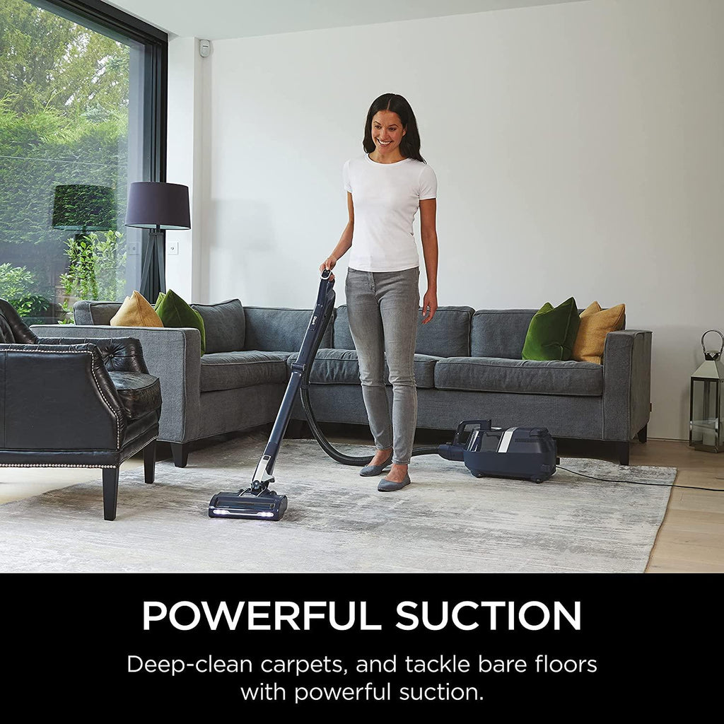 Shark CZ351 Pet Canister Vacuum, Bagless, Corded with Self-Cleaning Brushroll &amp; PowerFins, Navy &amp; Silver