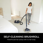 Shark CZ351 Pet Canister Vacuum, Bagless, Corded with Self-Cleaning Brushroll &amp; PowerFins, Navy &amp; Silver