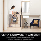 Shark CZ351 Pet Canister Vacuum, Bagless, Corded with Self-Cleaning Brushroll &amp; PowerFins, Navy &amp; Silver