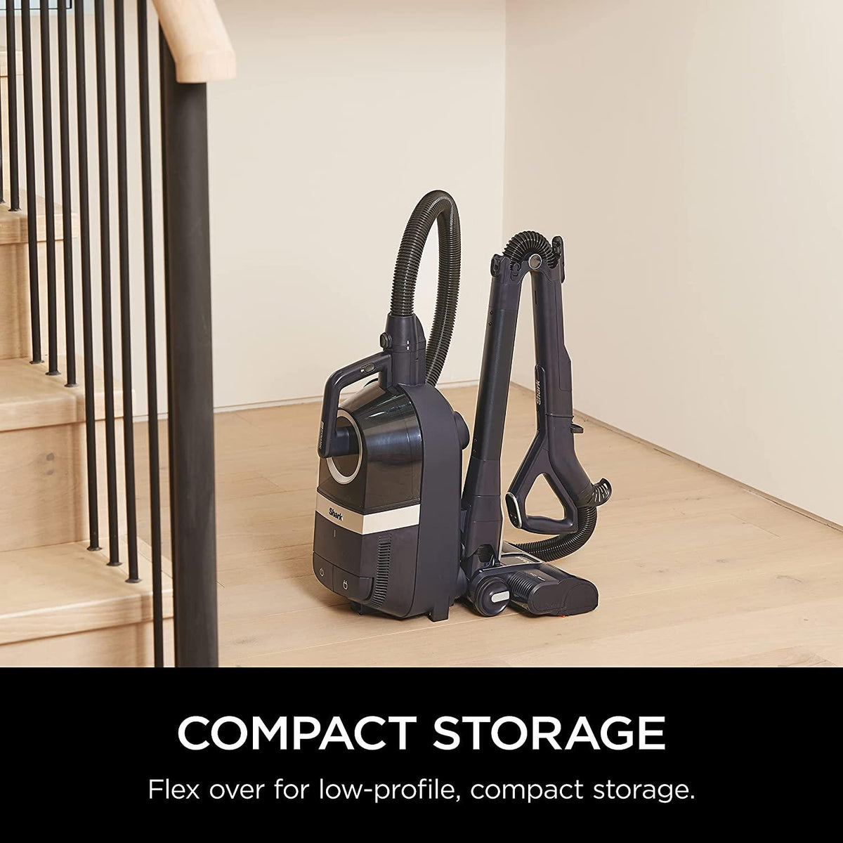 Shark CZ351 Pet Canister Vacuum, Bagless, Corded with Self-Cleaning Brushroll &amp; PowerFins, Navy &amp; Silver