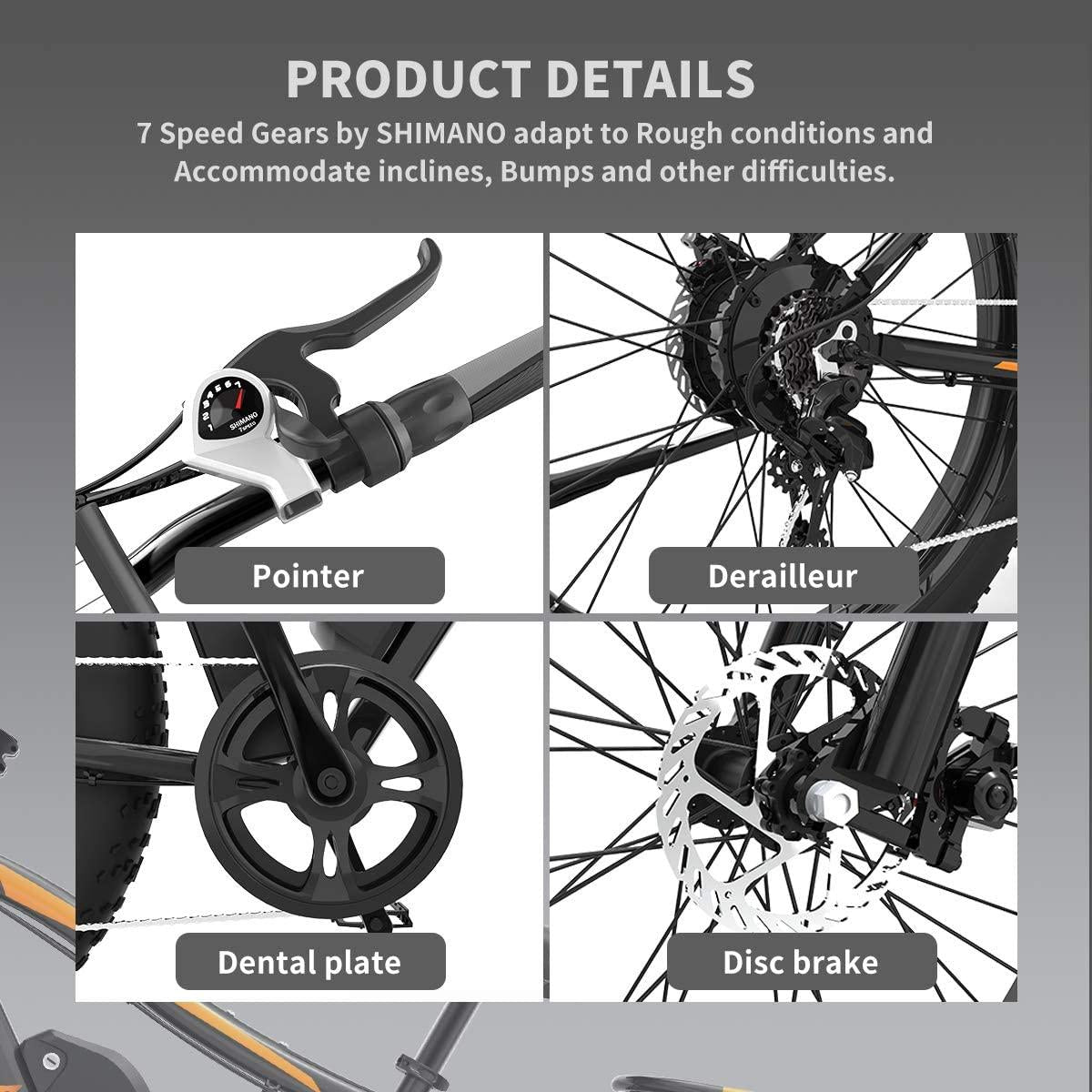 AOSTIRMOTOR Fat Tire Bike, 750W 48V 13AH Ebike with Rack and Fender, 26 ‘’4.0 inch E Mountain Bike, Electric Bicycle for Adults