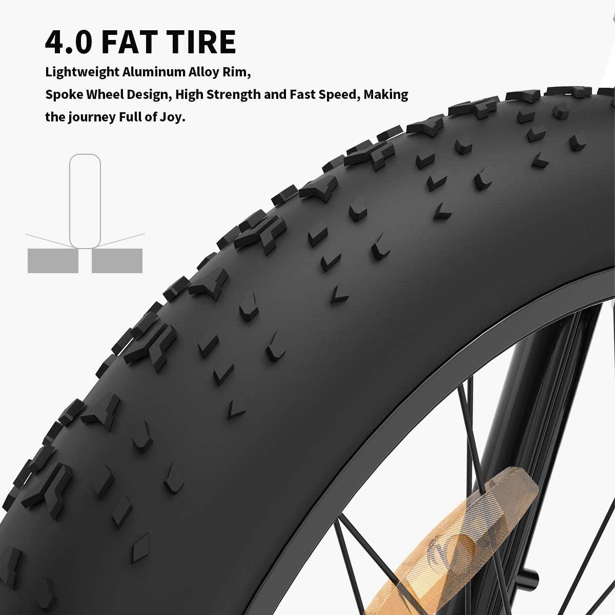 AOSTIRMOTOR Fat Tire Bike, 750W 48V 13AH Ebike with Rack and Fender, 26 ‘’4.0 inch E Mountain Bike, Electric Bicycle for Adults