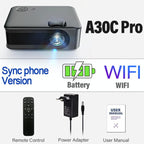 aun mini projector smart tv wifi portable home theater cinema battery sync phone