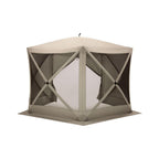 115 in. x 106 in. x 85 in. 5-Sided Tan UV and Water Resistant Roof Polyester and Mesh Portable Modern Gazebo