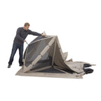 115 in. x 106 in. x 85 in. 5-Sided Tan UV and Water Resistant Roof Polyester and Mesh Portable Modern Gazebo