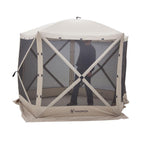115 in. x 106 in. x 85 in. 5-Sided Tan UV and Water Resistant Roof Polyester and Mesh Portable Modern Gazebo