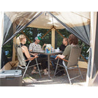 115 in. x 106 in. x 85 in. 5-Sided Tan UV and Water Resistant Roof Polyester and Mesh Portable Modern Gazebo