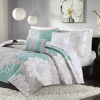 Gracie Mills MP13-2645 Lola 6 Piece Quilted Coverlet Set, King/California King, Aqua