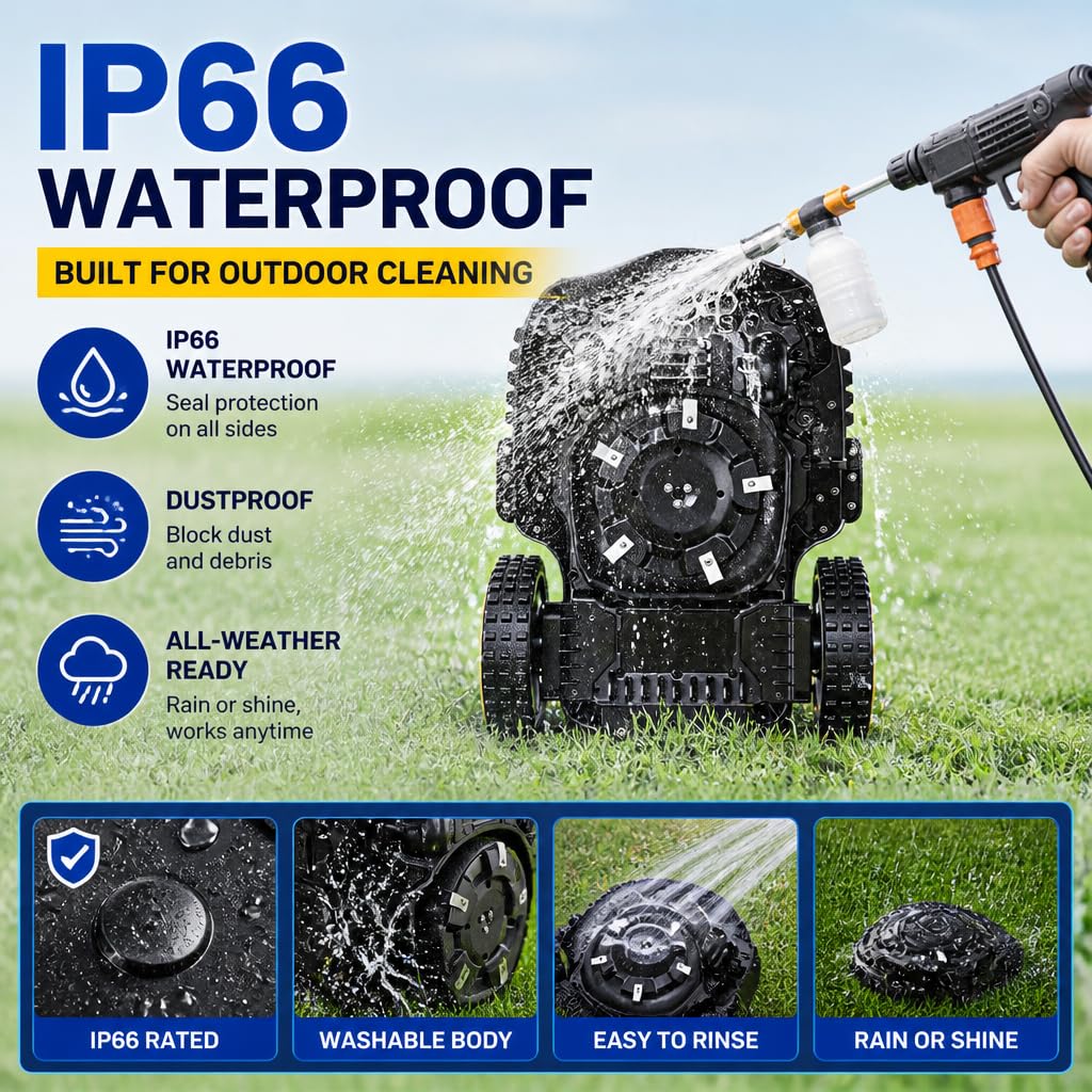 Robot Lawn Mower, Wire-Robotic Mower for 0.99 Acres, No Perimeter Wire, Auto-Mapping, RTK + AI 3D Vision Navigation, 300+ Object Avoidance, 57% Slope, IP66 Automatic Grass Cutter