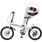SUNYUAN 20'' Folding City Bike, Travel Bike 7-Speed Folding Mountain Bike Off-Road Students Adult Men and Women Race Bike, Foldable Compact Bicycle