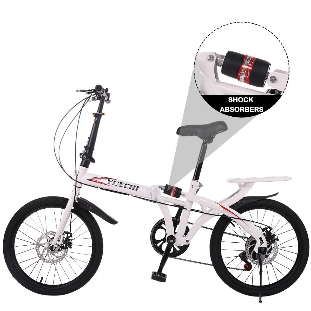SUNYUAN 20'' Folding City Bike, Travel Bike 7-Speed Folding Mountain Bike Off-Road Students Adult Men and Women Race Bike, Foldable Compact Bicycle