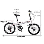 SUNYUAN 20'' Folding City Bike, Travel Bike 7-Speed Folding Mountain Bike Off-Road Students Adult Men and Women Race Bike, Foldable Compact Bicycle