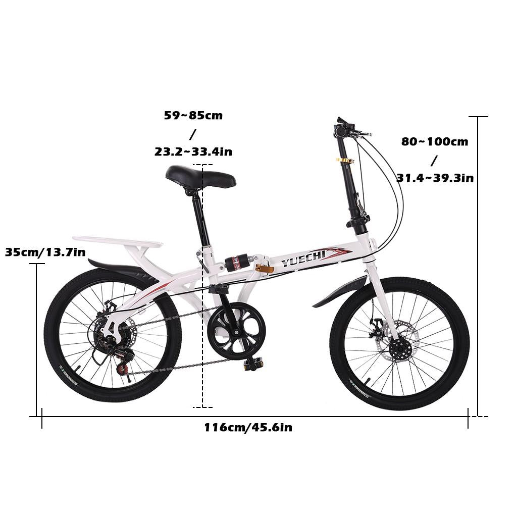 SUNYUAN 20'' Folding City Bike, Travel Bike 7-Speed Folding Mountain Bike Off-Road Students Adult Men and Women Race Bike, Foldable Compact Bicycle
