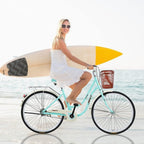 TOUNTLETS 26 Inch Womens Beach Cruiser Bike Unisex Classic Iron Bicycle with Basket, Retro Bicycle Unique Art Deco Scooter,Womens Road Bike,Seaside Travel Bicycle,Commuter Bicycles (with Basket)