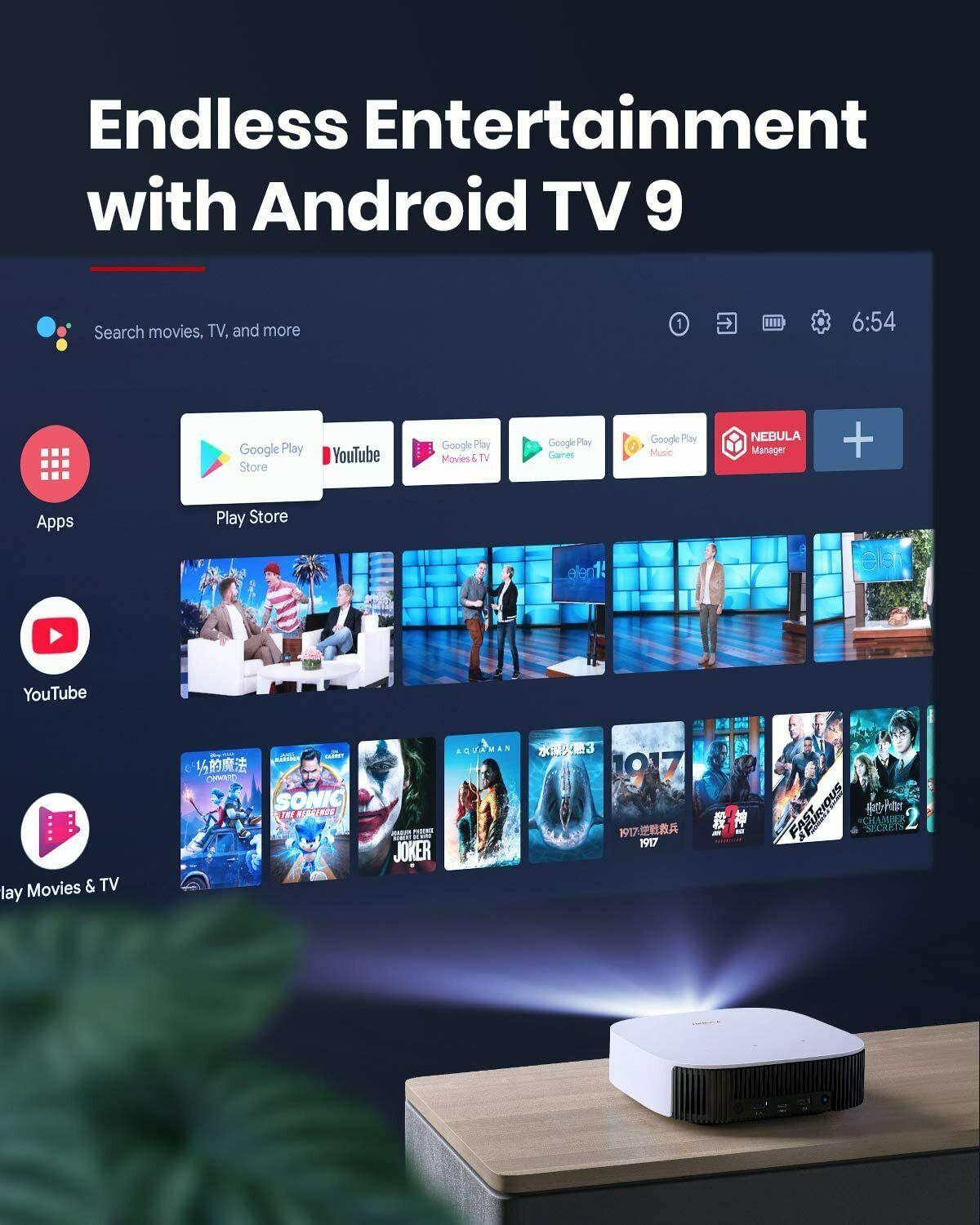 nebula solar portable 1080p fhd smart projector android tv 9.0 home theater zoom