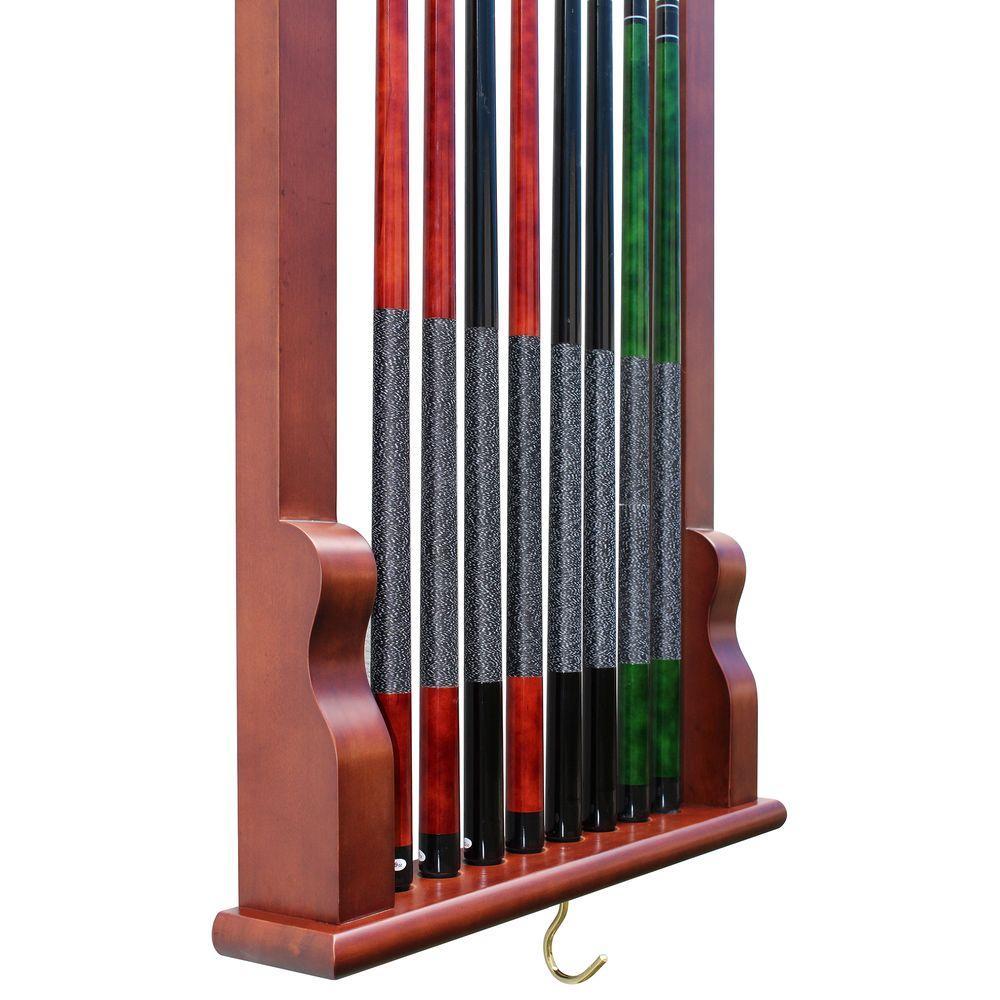 Wall Billiard Pool Cue Rack in Antique Walnut