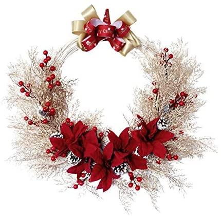 PDGJG Simulation Wreath Christmas Door Decorations Holiday Party  Red Christmas Decoration