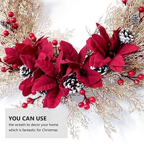PDGJG Simulation Wreath Christmas Door Decorations Holiday Party  Red Christmas Decoration