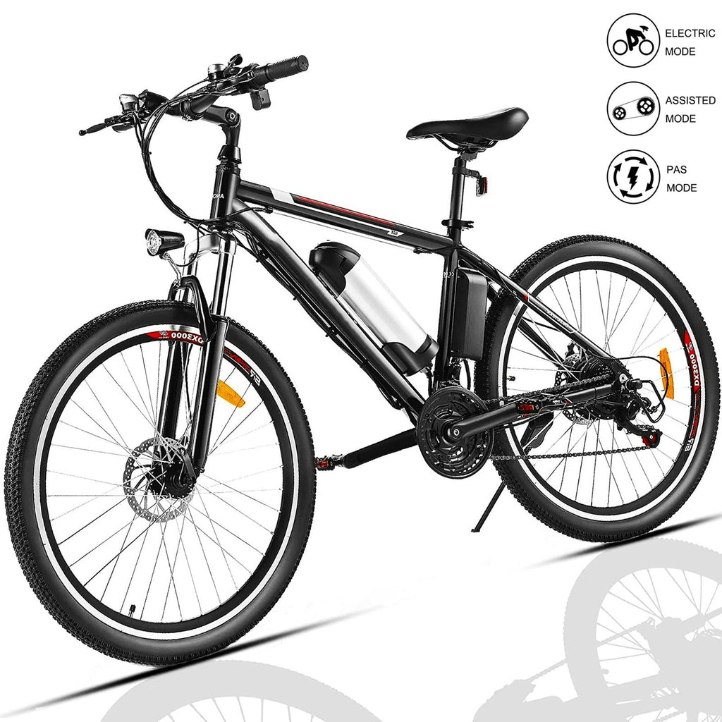 Ayner 26 In. Adult Electric Bike, 250W Brushless Motor, 36V/8Ah Removable Lithium-Ion Battery Fast Charge, Mountain Bicycle with Dual Disc Brakes, 21 Speed Gears, Black