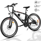 Ayner 26 In. Adult Electric Bike, 250W Brushless Motor, 36V/8Ah Removable Lithium-Ion Battery Fast Charge, Mountain Bicycle with Dual Disc Brakes, 21 Speed Gears, Black
