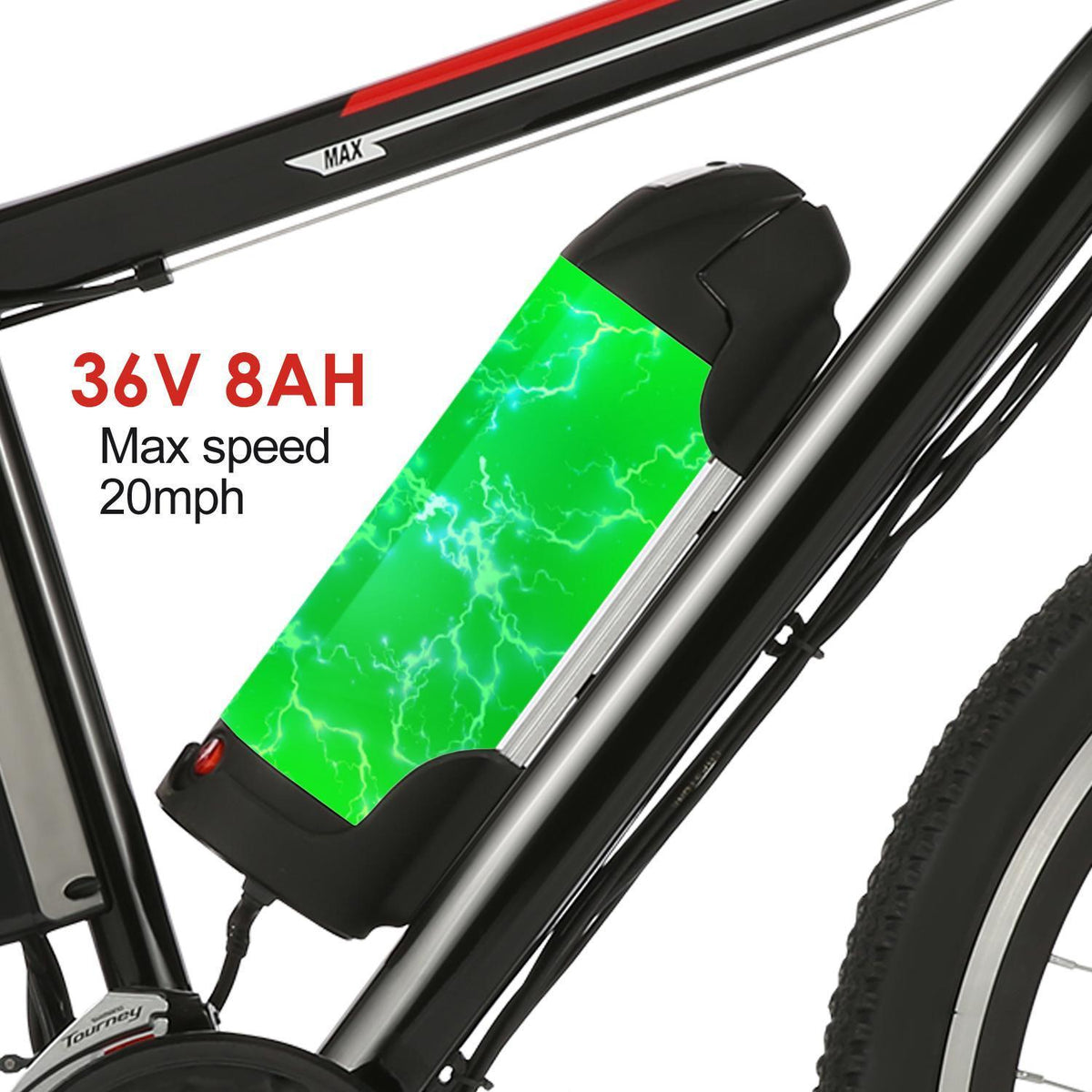 Ayner 26 In. Adult Electric Bike, 250W Brushless Motor, 36V/8Ah Removable Lithium-Ion Battery Fast Charge, Mountain Bicycle with Dual Disc Brakes, 21 Speed Gears, Black