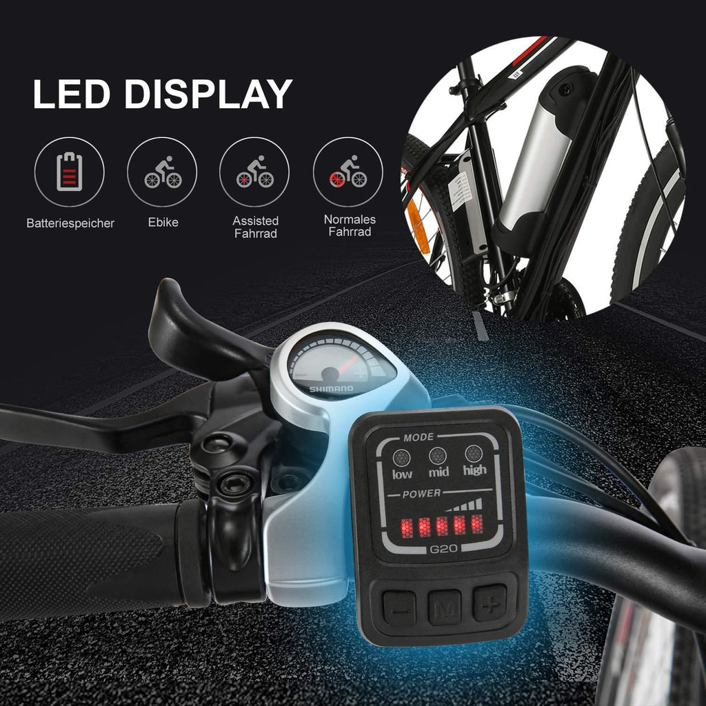 Ayner 26 In. Adult Electric Bike, 250W Brushless Motor, 36V/8Ah Removable Lithium-Ion Battery Fast Charge, Mountain Bicycle with Dual Disc Brakes, 21 Speed Gears, Black