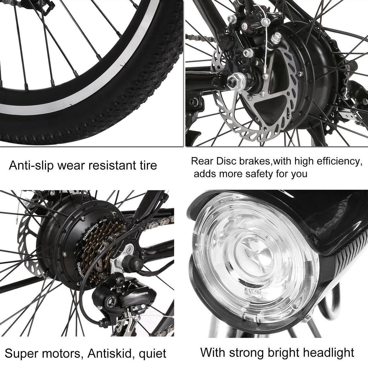 Ayner 26 In. Adult Electric Bike, 250W Brushless Motor, 36V/8Ah Removable Lithium-Ion Battery Fast Charge, Mountain Bicycle with Dual Disc Brakes, 21 Speed Gears, Black
