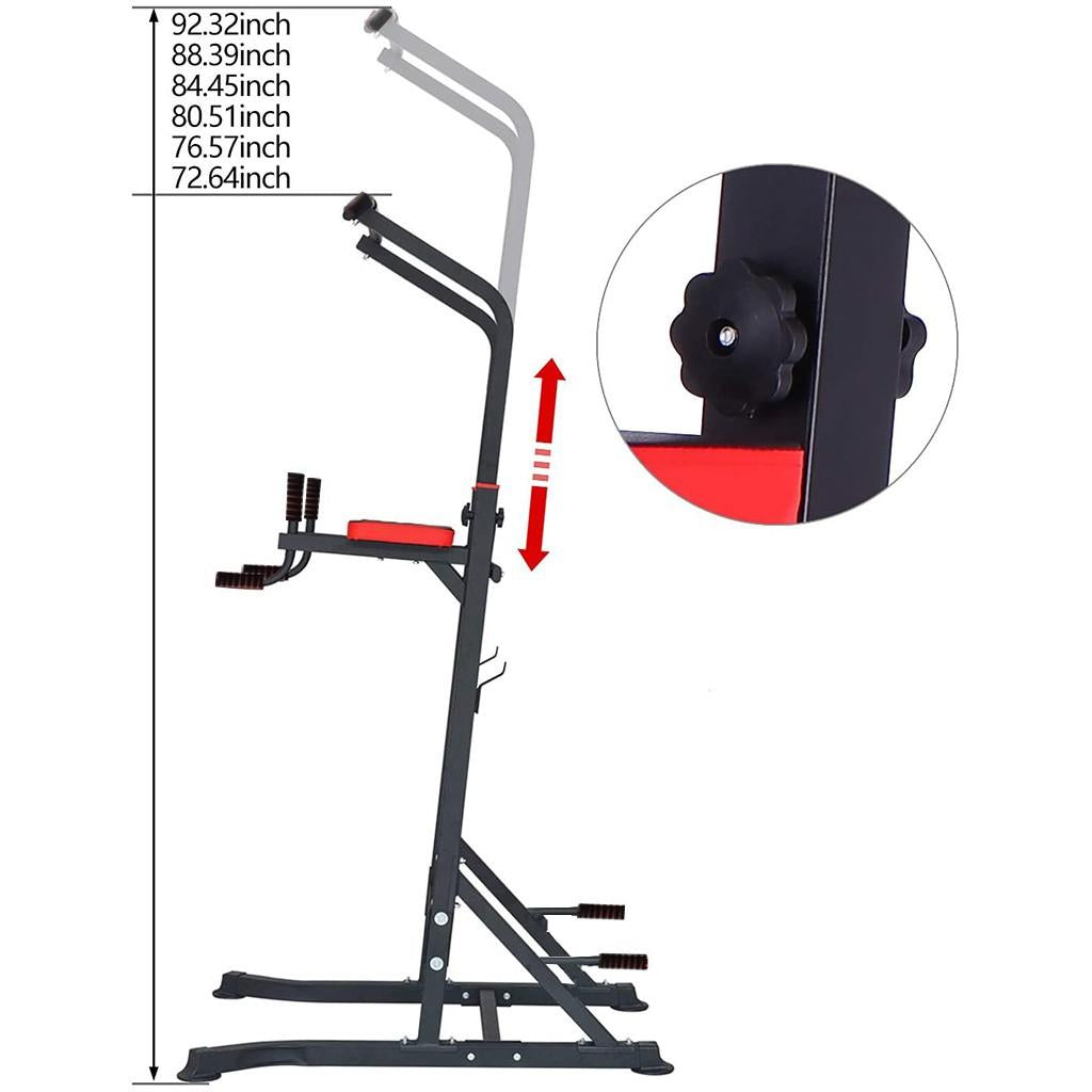 Power Tower 6 Sections Adjustable Height Pull-Up Bars Dip Station for Home Gym