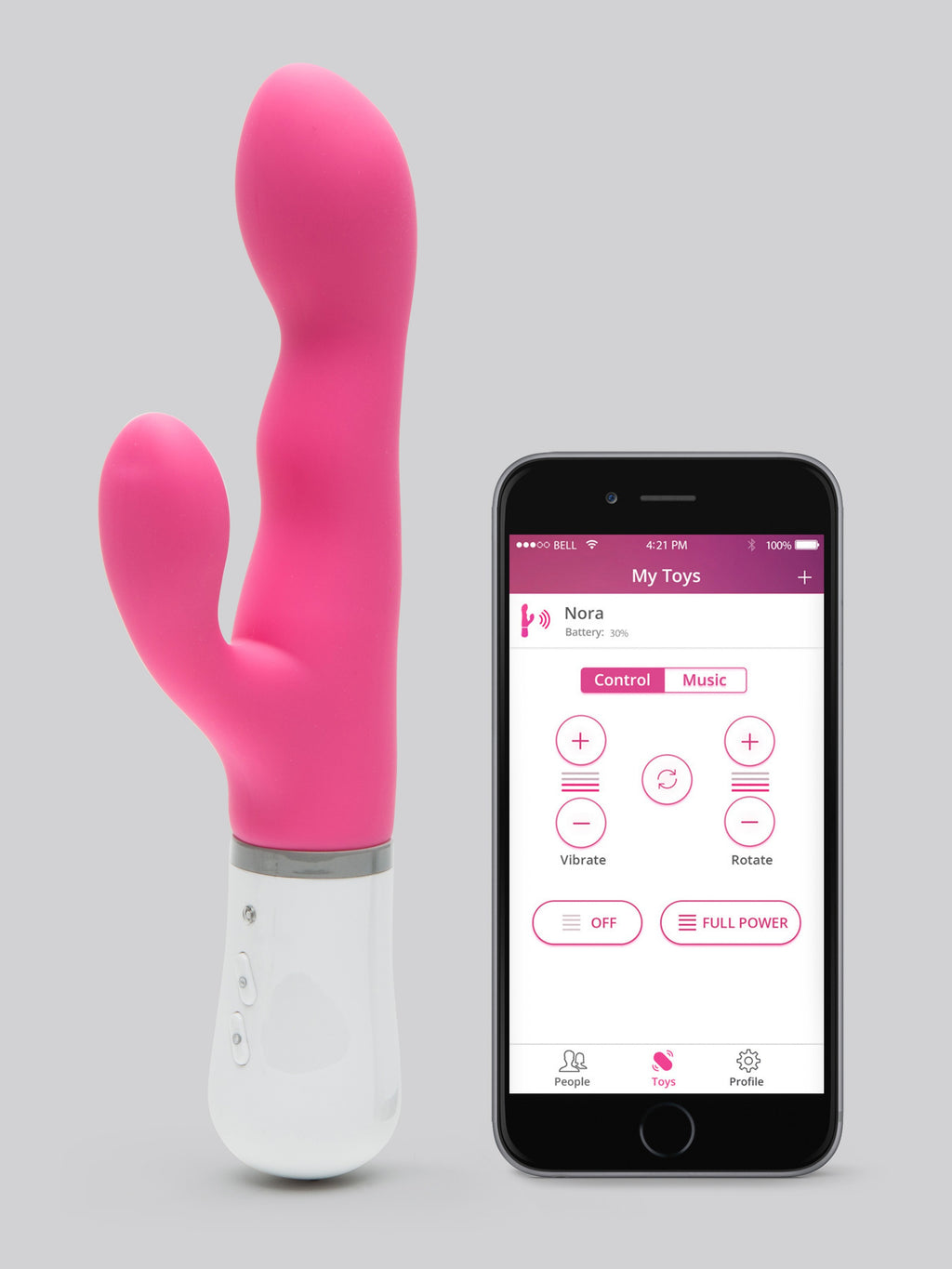 Lovense Nora App Controlled Rechargeable Rotating Rabbit Vibrator, Pink