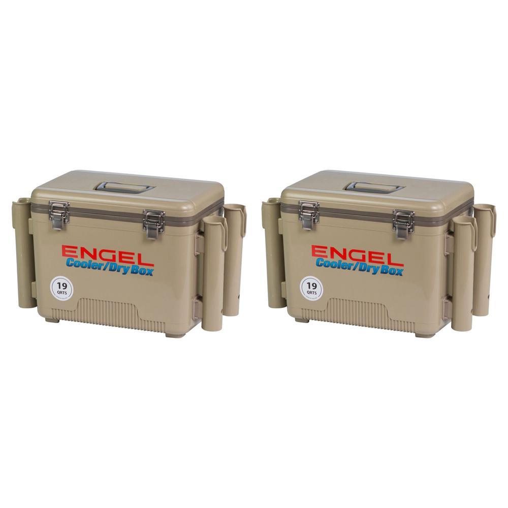 19 qt. Fishing Rod Holder Insulated Cooler Case, Tan (2-Pack)