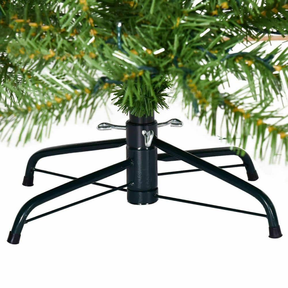 8 ft. Pre-Lit Dense PVC Christmas Tree Spruce Hinged with 880 LED Lights and Stand