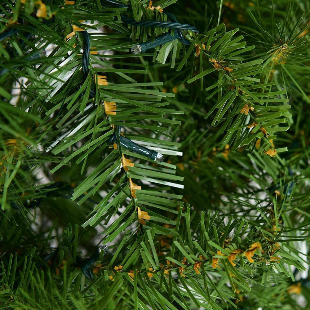8 ft. Pre-Lit Dense PVC Christmas Tree Spruce Hinged with 880 LED Lights and Stand