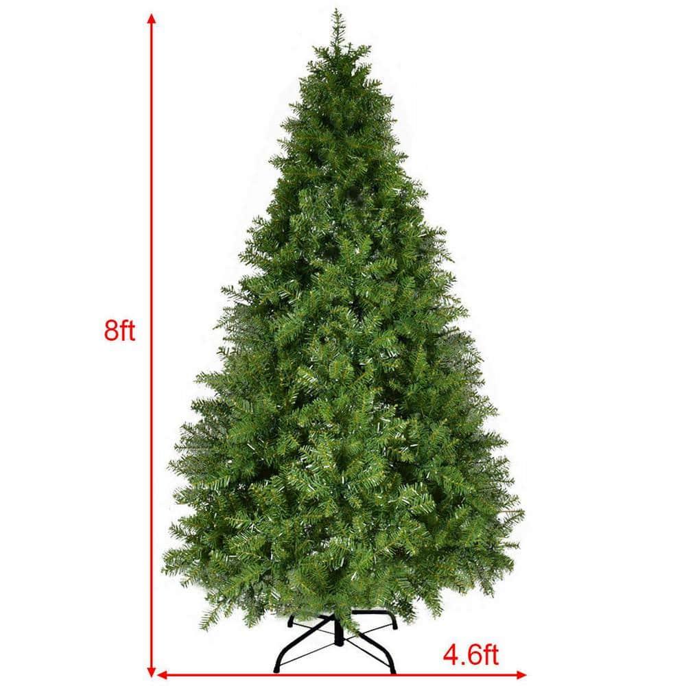 8 ft. Pre-Lit Dense PVC Christmas Tree Spruce Hinged with 880 LED Lights and Stand