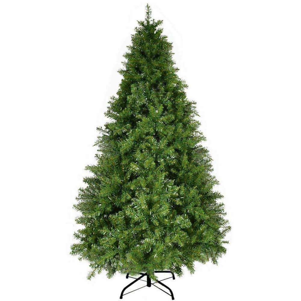 8 ft. Pre-Lit Dense PVC Christmas Tree Spruce Hinged with 880 LED Lights and Stand