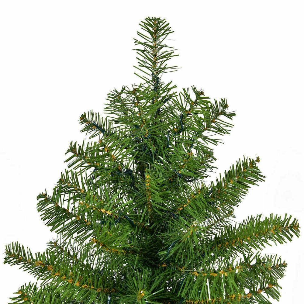 8 ft. Pre-Lit Dense PVC Christmas Tree Spruce Hinged with 880 LED Lights and Stand