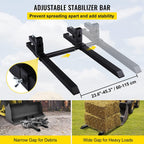 mophorn pallet forks 58.7" 4000 lbs max, clamp on tractor bucket forks with adjustable stabilizer bar, heavy duty front loader forks, fork attachment for skid steer,loader bucket
