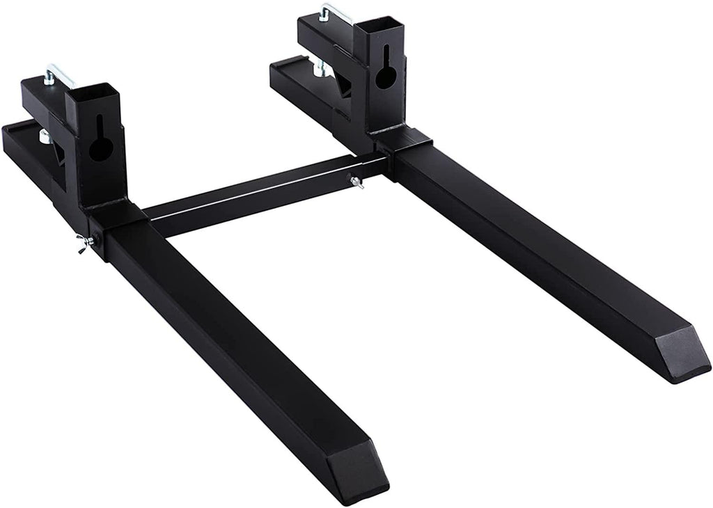 mophorn pallet forks 58.7" 4000 lbs max, clamp on tractor bucket forks with adjustable stabilizer bar, heavy duty front loader forks, fork attachment for skid steer,loader bucket