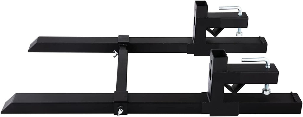 mophorn pallet forks 58.7" 4000 lbs max, clamp on tractor bucket forks with adjustable stabilizer bar, heavy duty front loader forks, fork attachment for skid steer,loader bucket
