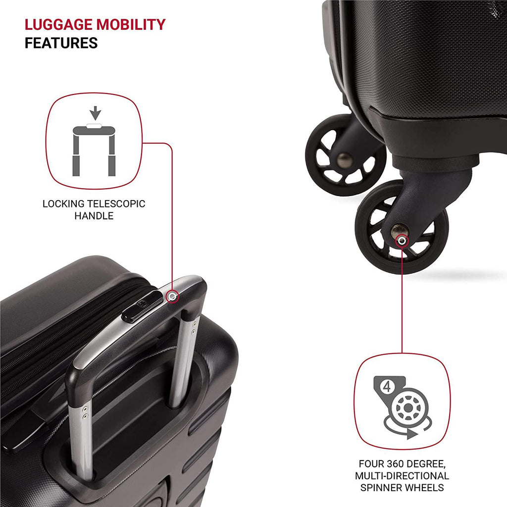 7366 Hardside Expandable Luggage with Spinner Wheels, Black, 3-Piece Set (19/23/27)