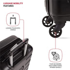 7366 Hardside Expandable Luggage with Spinner Wheels, Black, 3-Piece Set (19/23/27)