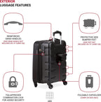 7366 Hardside Expandable Luggage with Spinner Wheels, Black, 3-Piece Set (19/23/27)